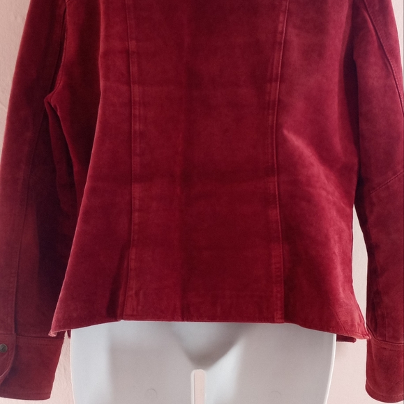 Live A Little Vintage 90's Jacket Top Red Raspberry Leather Button Down - Picture 6 of 15
